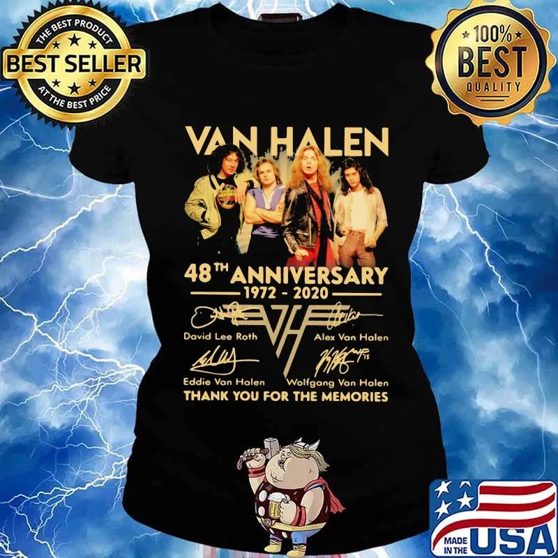 Van halen 48th anniversary 1972 2020 thank you for the memories signatures s Ladies tee