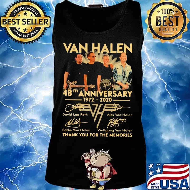 Van halen band 48th anniversary 1972 2020 thank you for the memories signatures s Tank top