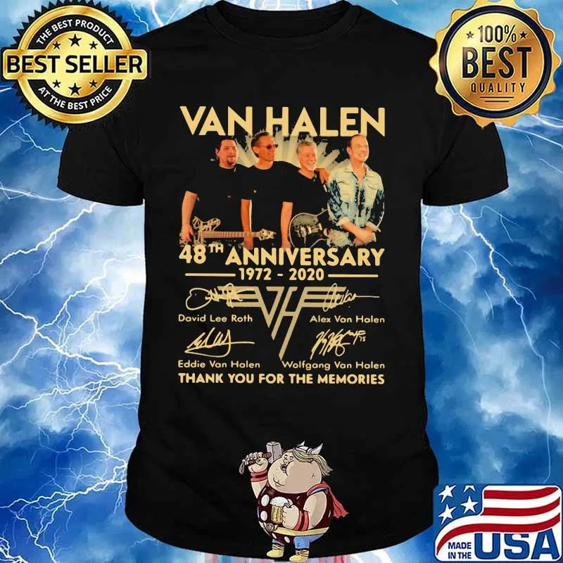 Van halen band 48th anniversary 1972 2020 thank you for the memories signatures shirt