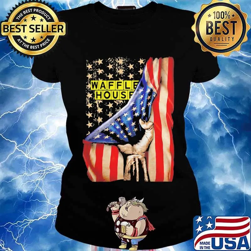 Waffle house american flag independence s Ladies tee