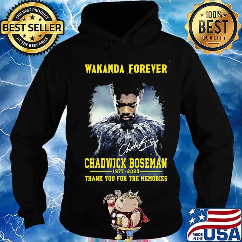 Wakanda forever black panther chadwick Boseman 1977 2020 thank you for the memories rip signature s Hoodie