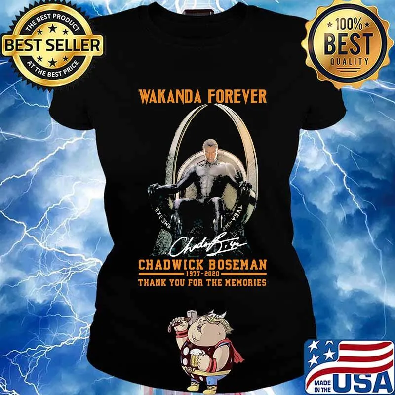 Wakanda forever black panther chadwick Boseman 1977 2020 thank you for the memories signature rip king s Ladies tee