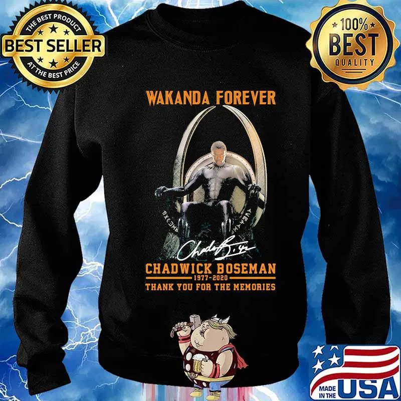 Wakanda forever black panther chadwick Boseman 1977 2020 thank you for the memories signature rip king s Sweater