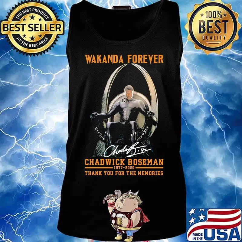 Wakanda forever black panther chadwick Boseman 1977 2020 thank you for the memories signature rip king s Tank top