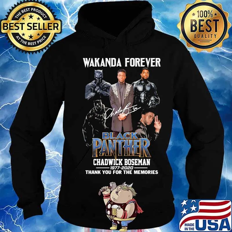 Wakanda forever black panther rip chadwick Boseman 1977 2020 thank you for the memories signature s Hoodie