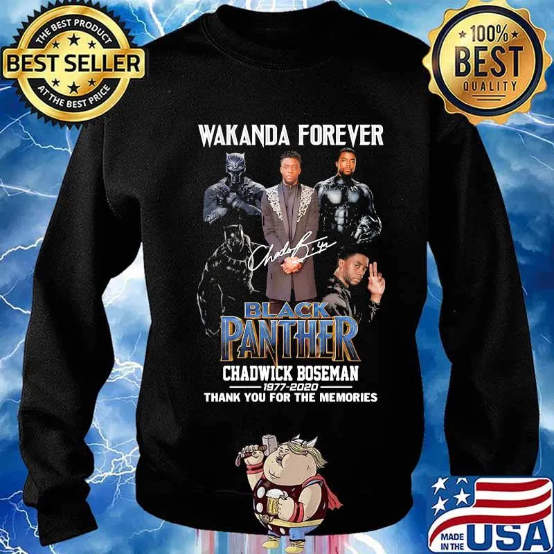 Wakanda forever black panther rip chadwick Boseman 1977 2020 thank you for the memories signature s Sweater