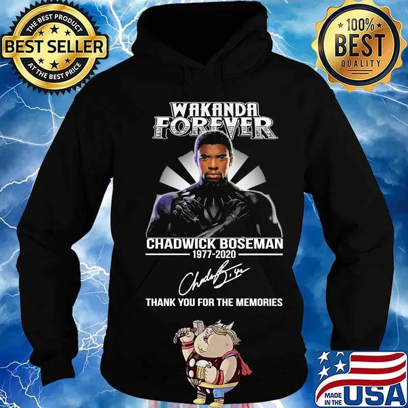 Wakanda forever black panther rip chadwick Boseman rest in peace 1977 2020 thank you for the memories signature light s Hoodie