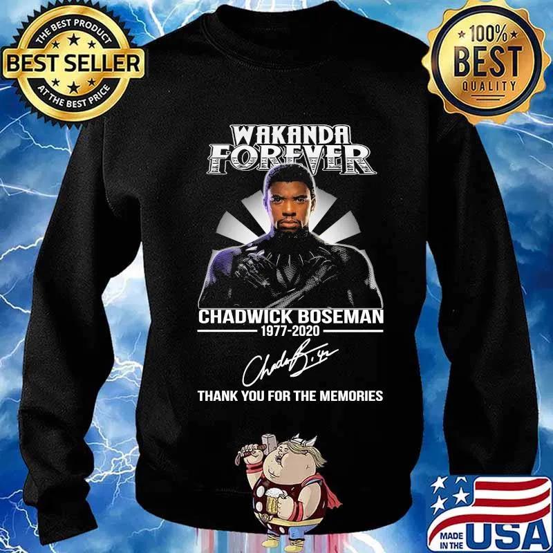 Wakanda forever black panther rip chadwick Boseman rest in peace 1977 2020 thank you for the memories signature light s Sweater