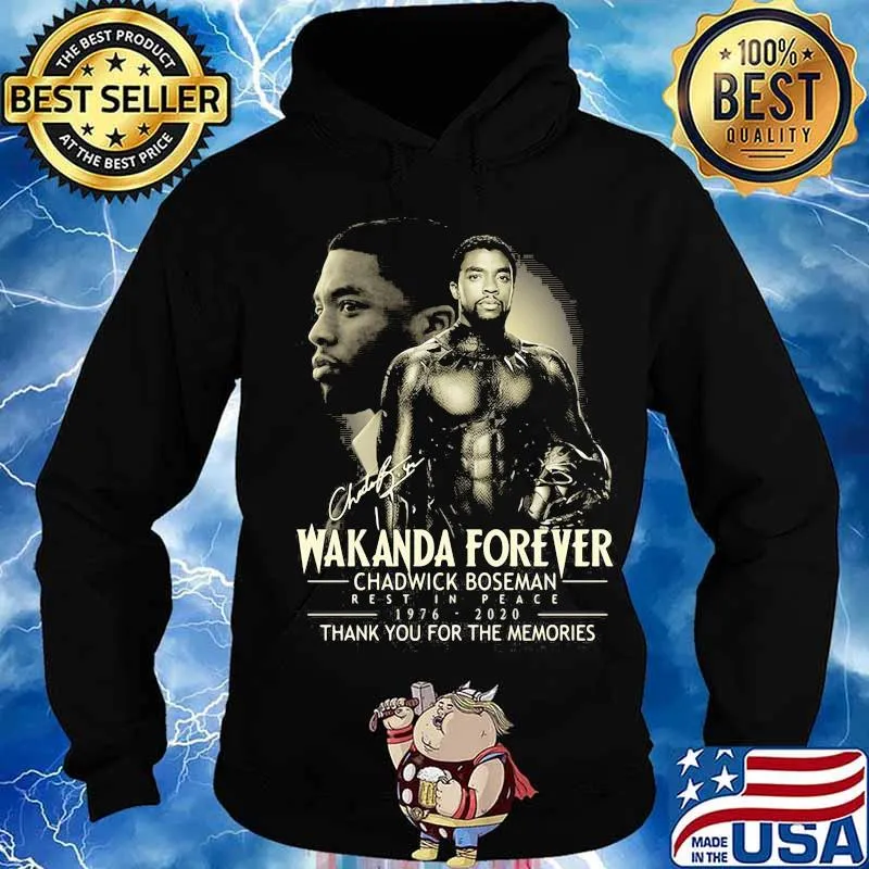 Wakanda forever black panther rip chadwick Boseman rest in peace 1977 2020 thank you for the memories signature s Hoodie