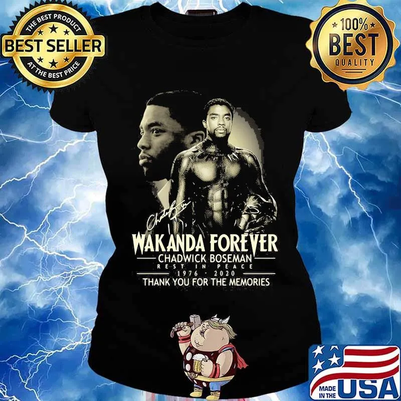 Wakanda forever black panther rip chadwick Boseman rest in peace 1977 2020 thank you for the memories signature s Ladies tee