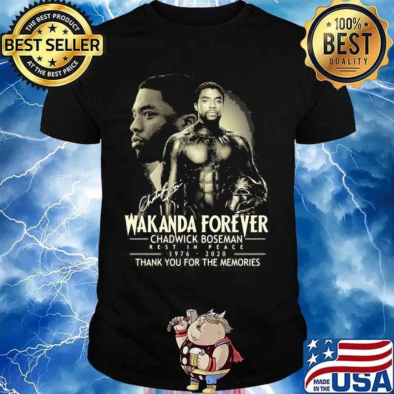 Wakanda forever black panther rip chadwick Boseman rest in peace 1977 2020 thank you for the memories signature shirt