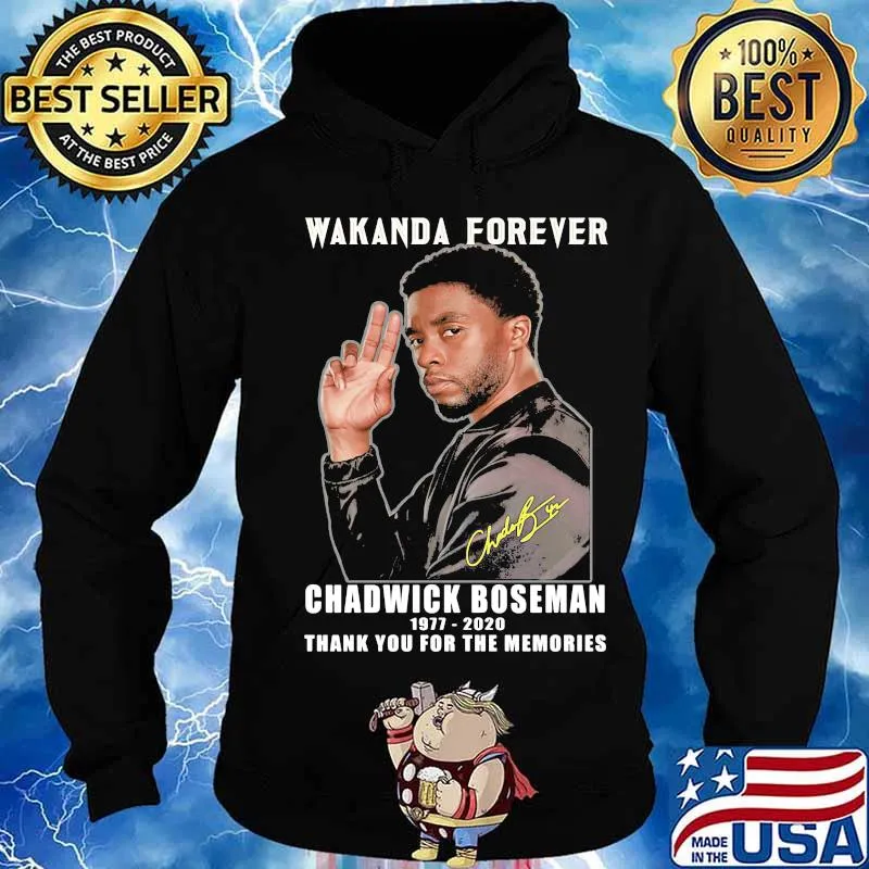 Wakanda forever rip chadwick Boseman 1977 2020 thank you for the memories signature s Hoodie