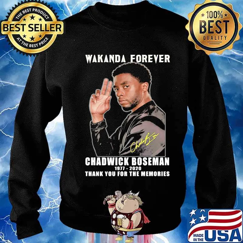 Wakanda forever rip chadwick Boseman 1977 2020 thank you for the memories signature s Sweater