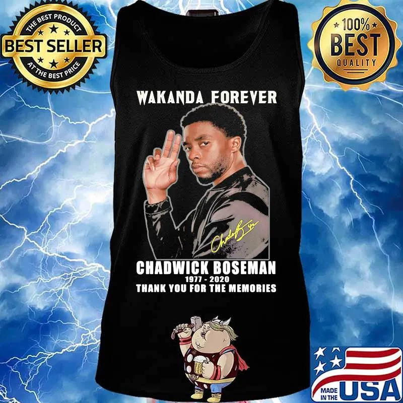 Wakanda forever rip chadwick Boseman 1977 2020 thank you for the memories signature s Tank top