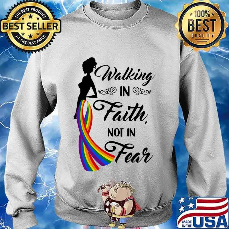 Walking in the faith not in fear Rainbow cancer awareness s Sweater