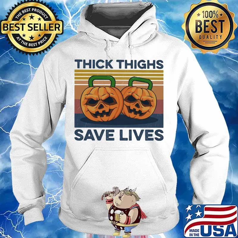 Weightlifting pumpkins thick thighs save lives vintage retro s Hoodie