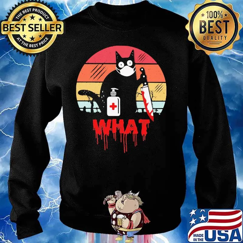WHAT THE CAT HAND SANITIZER HALLOWEEN VINTAGE RETRO SHIRT Sweater