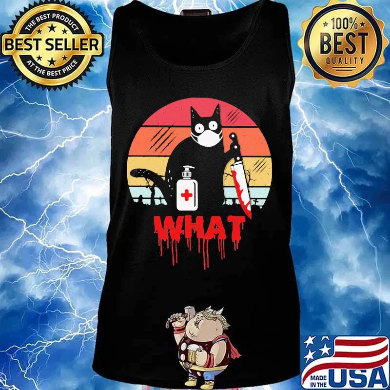 WHAT THE CAT HAND SANITIZER HALLOWEEN VINTAGE RETRO SHIRT Tank top