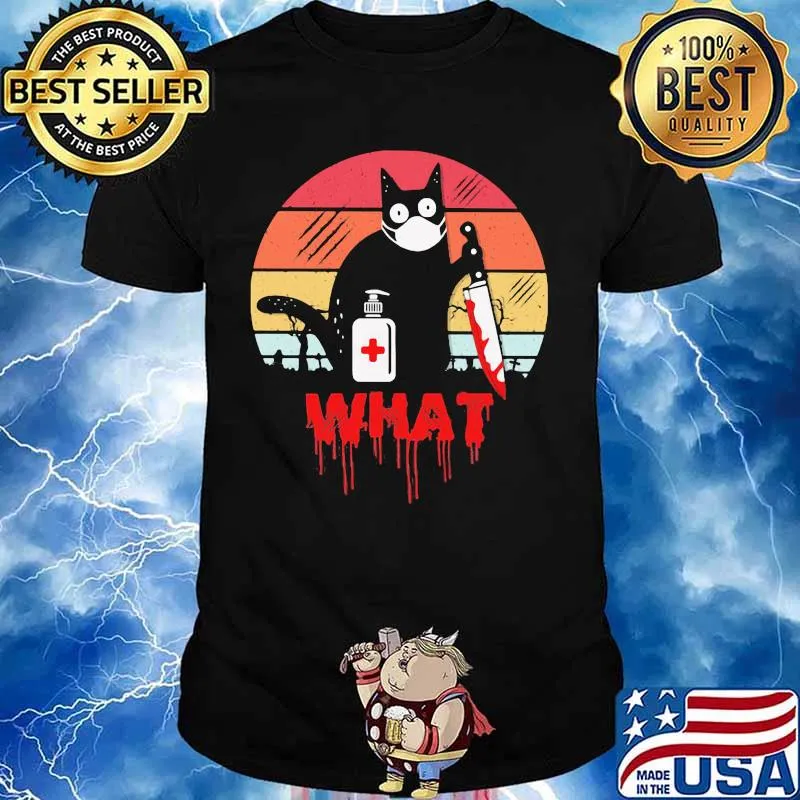 WHAT THE CAT HAND SANITIZER HALLOWEEN VINTAGE RETRO SHIRT