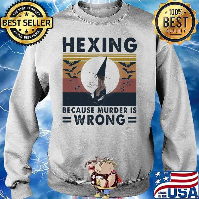 Witch hexing because murder is wrong vintage retro s Sweater