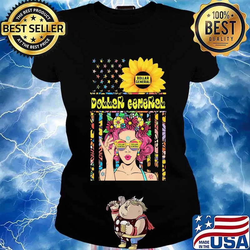 Woman sunflower dollar general american flag independence day s Ladies tee