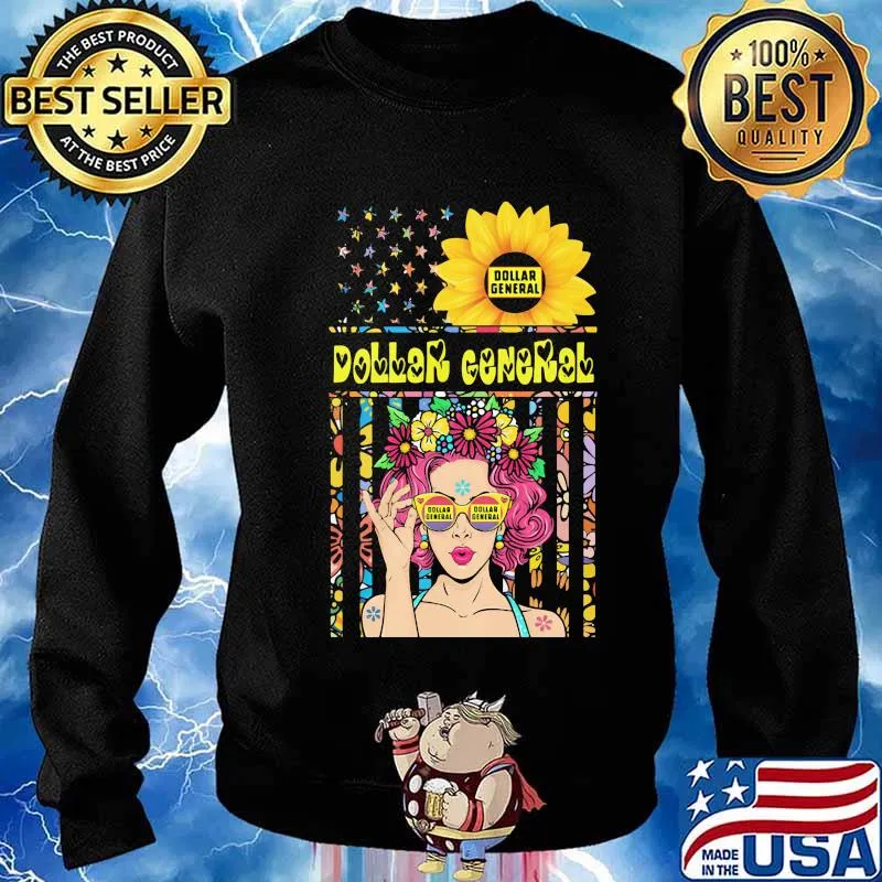 Woman sunflower dollar general american flag independence day s Sweater
