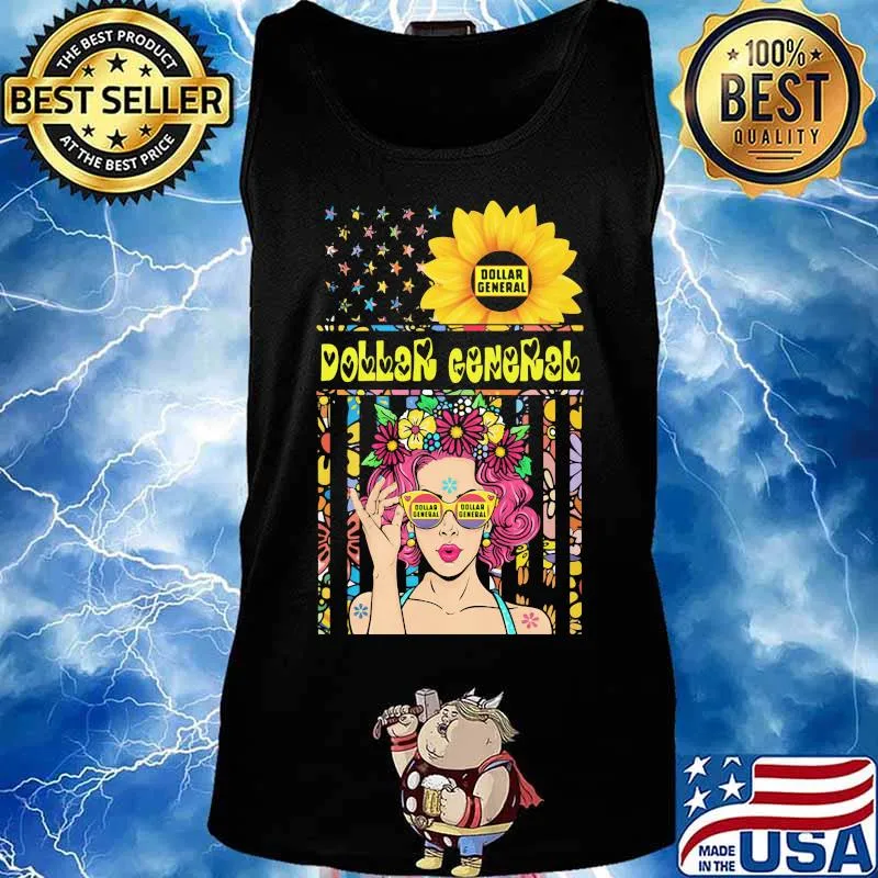 Woman sunflower dollar general american flag independence day s Tank top