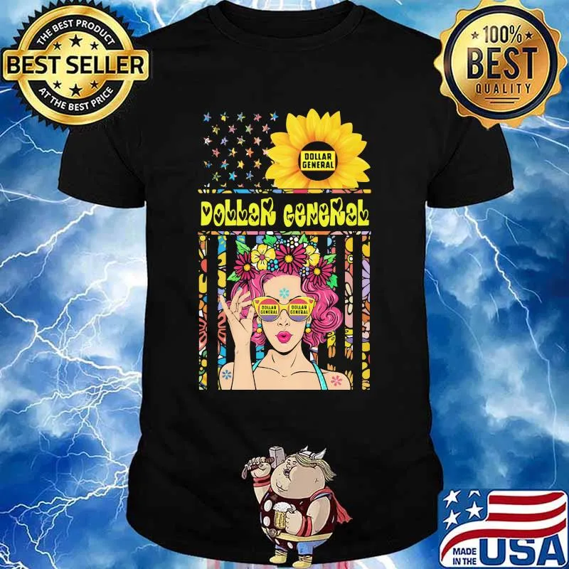 Woman sunflower dollar general american flag independence day shirt