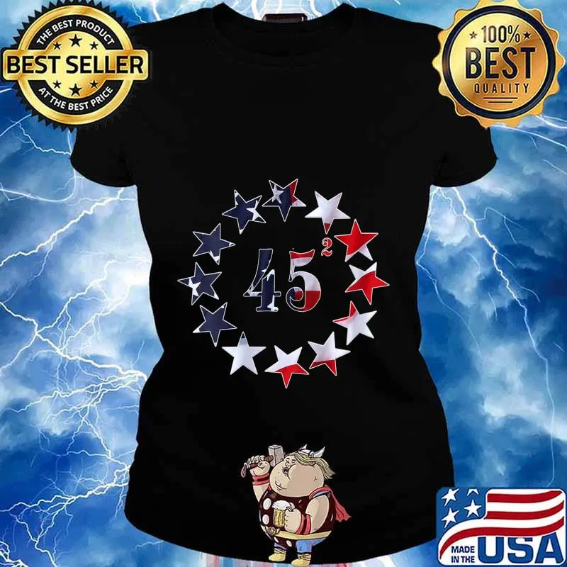 Womens 45 Squared Trump Betsy Ross Flag 2020 Second Term V-Neck T-Shirt Ladies tee