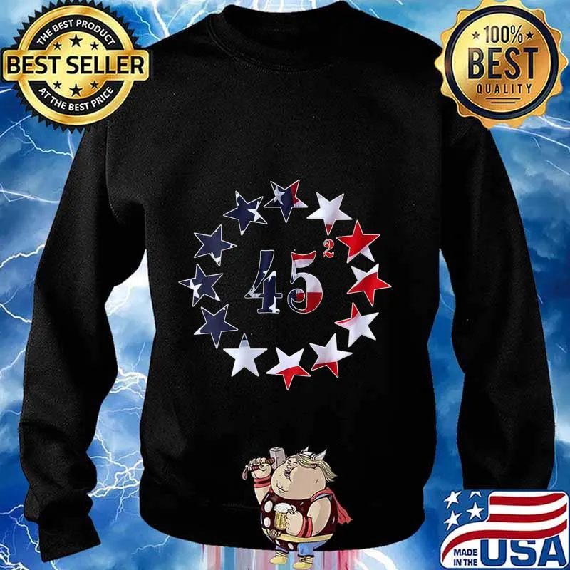Womens 45 Squared Trump Betsy Ross Flag 2020 Second Term V-Neck T-Shirt Sweater