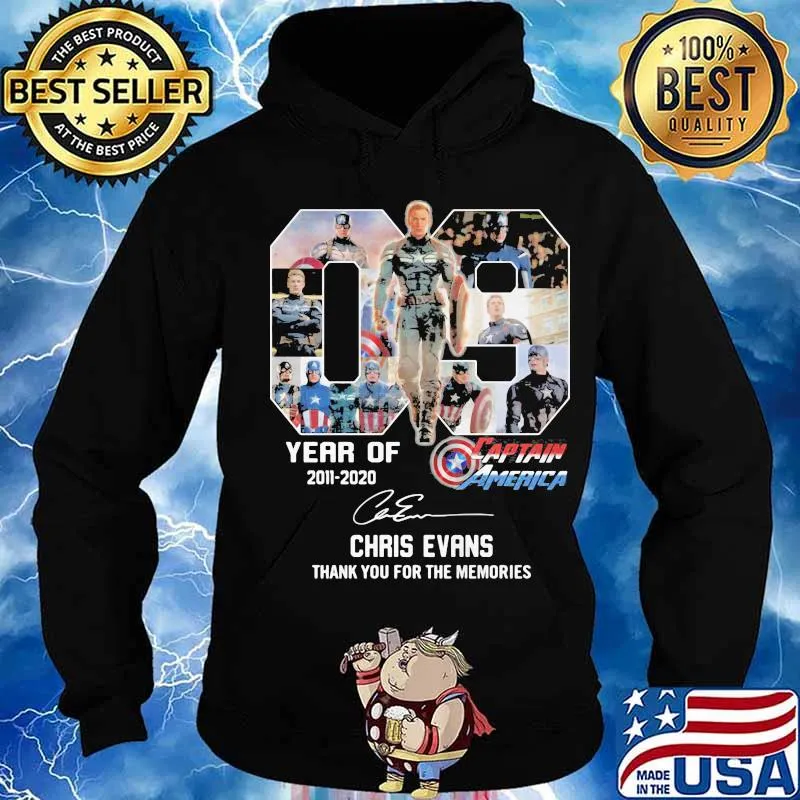 09 year of 2011 2020 captain america chris evans thank for the memories signatures s Hoodie