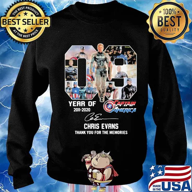 09 year of 2011 2020 captain america chris evans thank for the memories signatures s Sweater