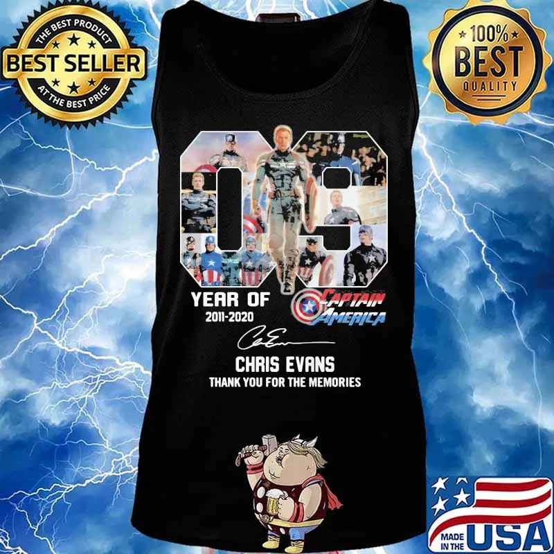 09 year of 2011 2020 captain america chris evans thank for the memories signatures s Tank top