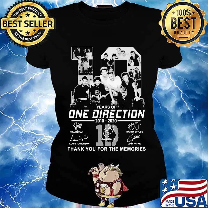 10 years of one direction 2010 2020 thank for the memories signatures s Ladies tee