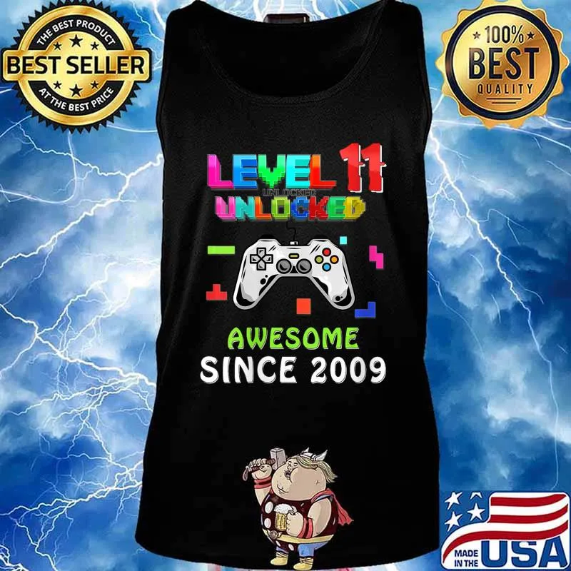 11th birthday Gamer Level 11 Unlocked Awesome Since 2009 Shirt Tank top
