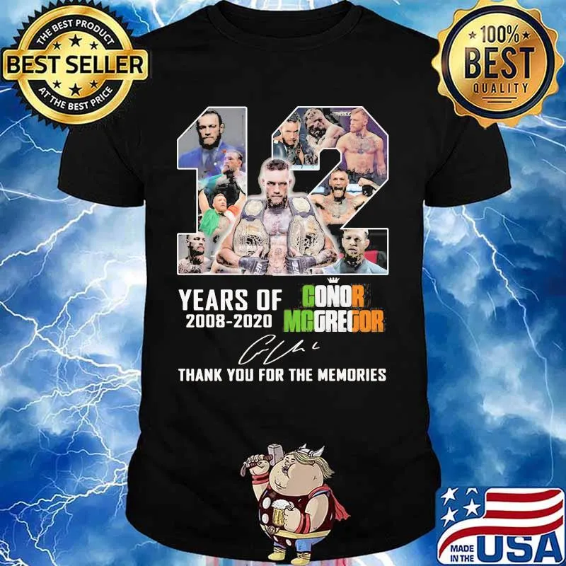 12 years of 2008 2020 conor mcgregor thank for the memories signatures shirt