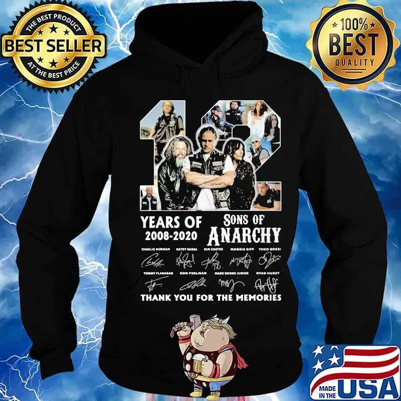 12 years of 2008 2020 sons of anarchy thank for the memories signatures s Hoodie