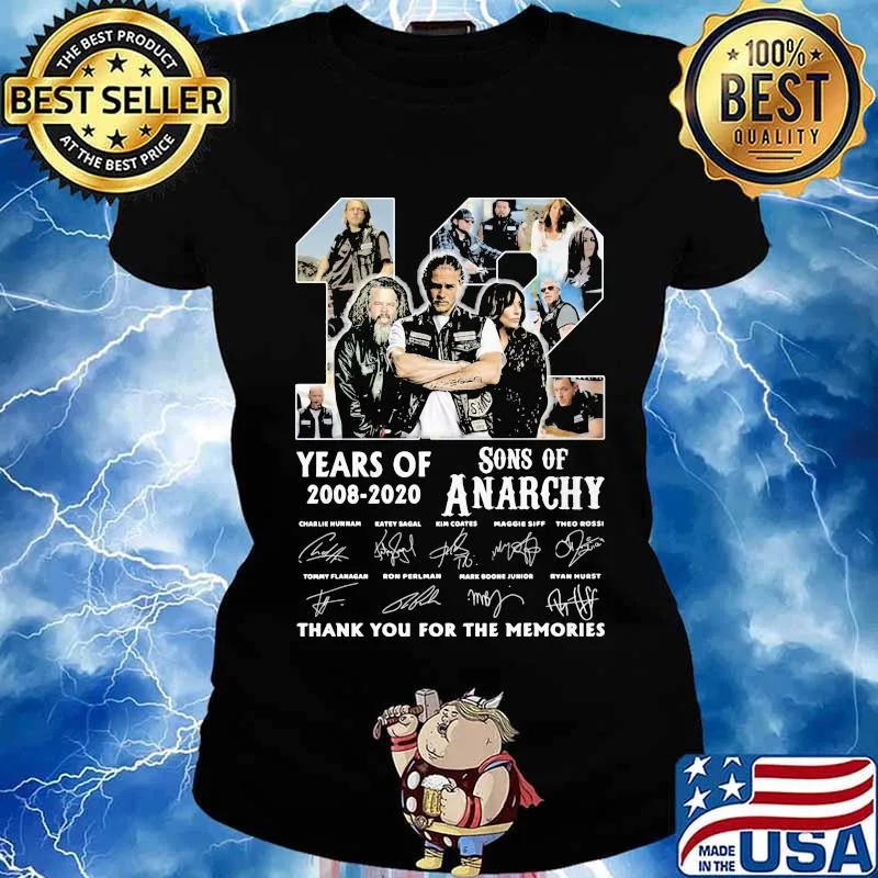 12 years of 2008 2020 sons of anarchy thank for the memories signatures s Ladies tee