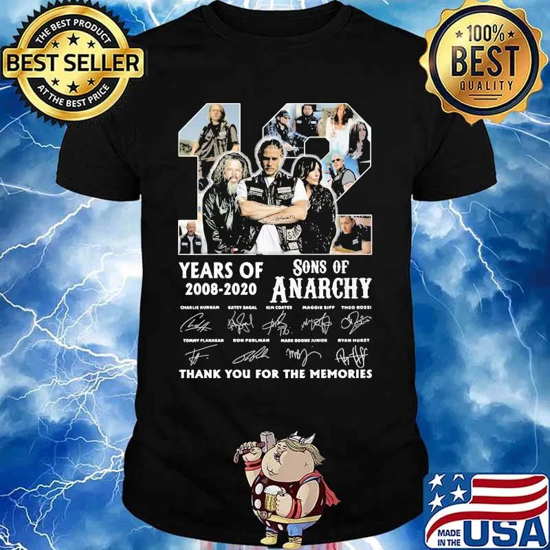 12 years of 2008 2020 sons of anarchy thank for the memories signatures shirt
