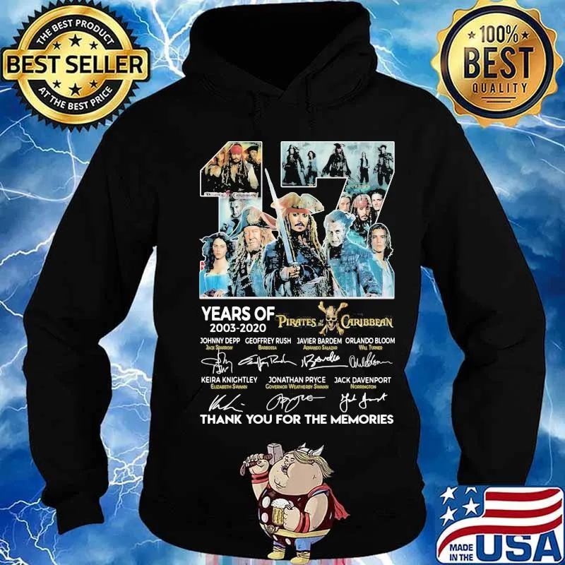 17 years of 2003 2020 pirates caribbean thank for the memories signatures s Hoodie