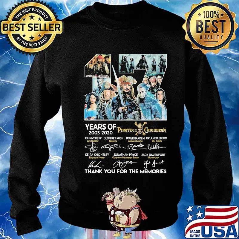 17 years of 2003 2020 pirates caribbean thank for the memories signatures s Sweater