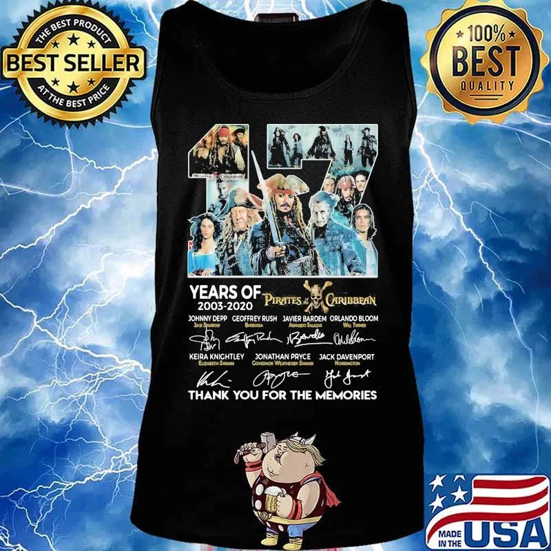 17 years of 2003 2020 pirates caribbean thank for the memories signatures s Tank top