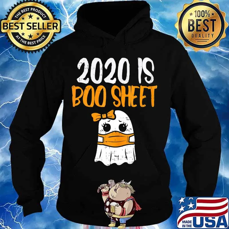 2020 Boo Sheet Girl Ghost In Mask Cute Halloween Quarantine T-Shirt Hoodie