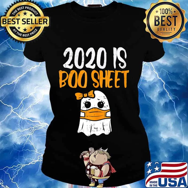 2020 Boo Sheet Girl Ghost In Mask Cute Halloween Quarantine T-Shirt Ladies tee