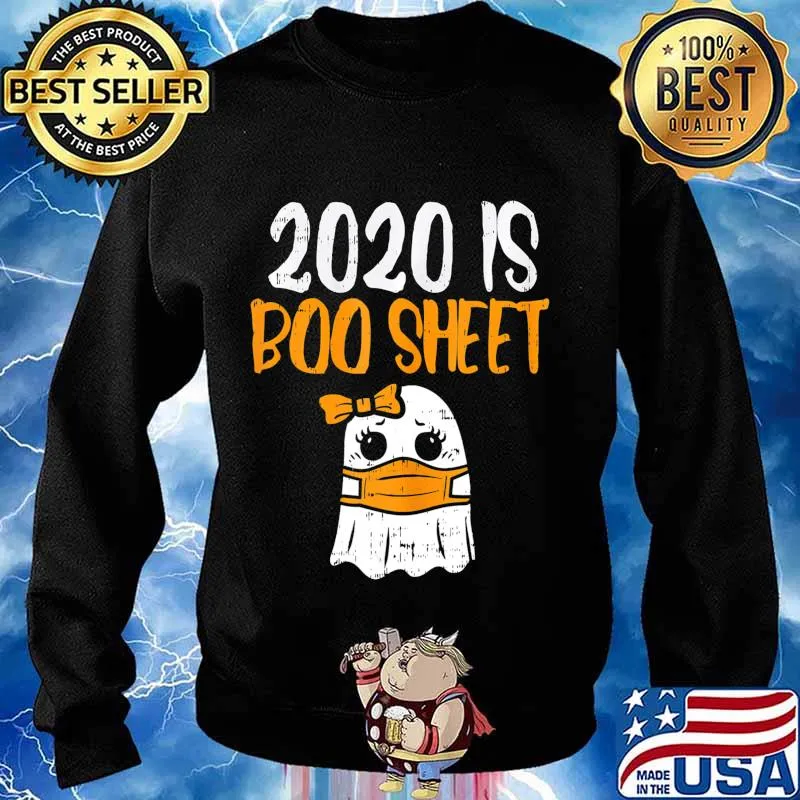 2020 Boo Sheet Girl Ghost In Mask Cute Halloween Quarantine T-Shirt Sweater