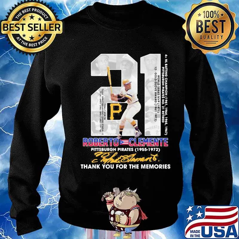 21 roberto clemente pittsburgh pirates 1955 1972 thank for the memories signatures s Sweater