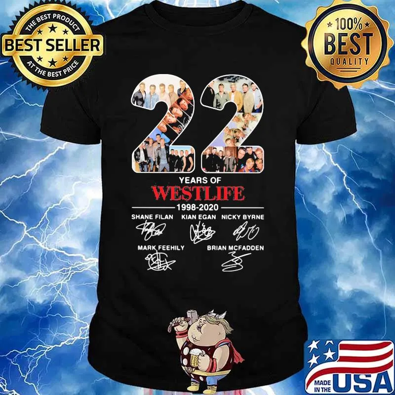 22 years of westlife 1998 2020 signatures shirt