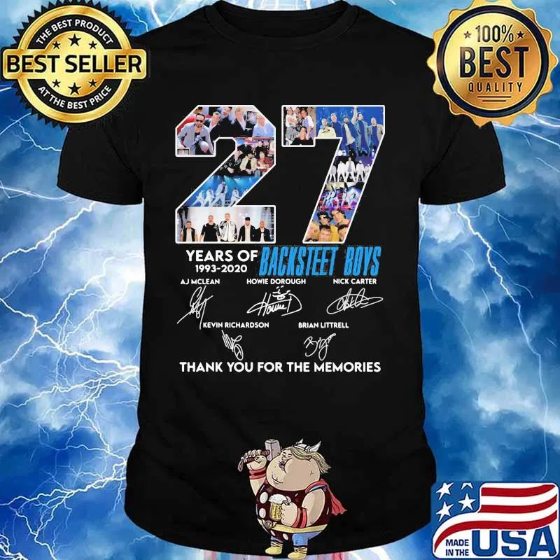 27 years 0f 1993 2020 backstreet boys thank for the memories signatures shirt