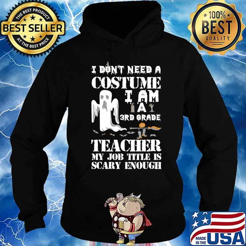 3rd Grade Teacher Halloween Costume Scary Funny Boo T-Shirt Hoodie