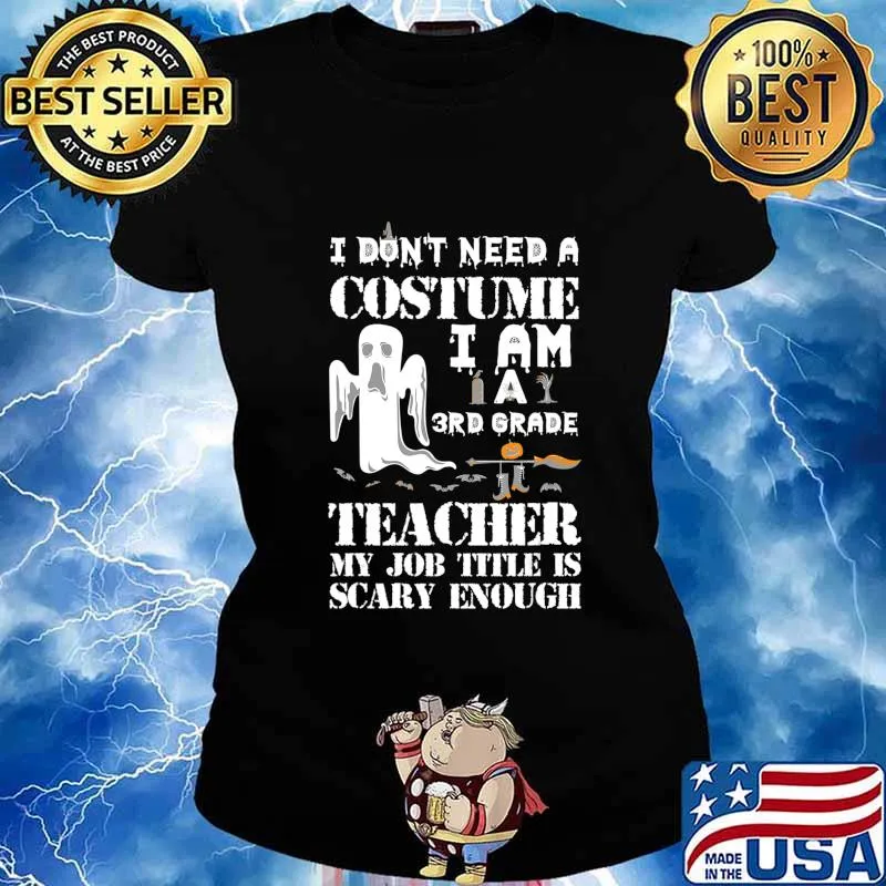 3rd Grade Teacher Halloween Costume Scary Funny Boo T-Shirt Ladies tee